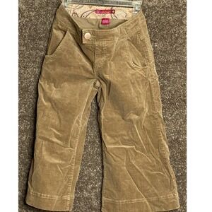 SO Stretch Corduroy Wide Leg Cropped Pants Tan Khaki Size 7 Y2K Boho Gaucho